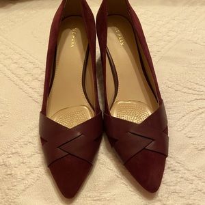 Cole Haan Burgundy Suede Heels. Size 9 1/2 Medium. Never worn.